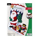 Keçe Aplike 45,72 cm Çorap Yapma Seti, Noel Baba ile Kızak, Kendin Yap Sanatları ve El Sanatları Için Mükemmel, 89477E