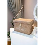 Keçe Kapaklı Çok Amaçlı Mini Kutu Bej Saklama Kutusu 35x24x24 cm