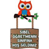 Keçe Sınıfımıza Hoş Geldiniz Kapı Süsü - Isme Özel Turuncu