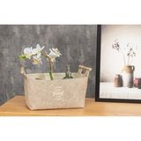 Keçe Tahta Saplı Düzeleyici Sepet - Çok Amaçlı Saklama Organizer Kutu Maxi Kahverengi 25x18x15Cm - 103709
