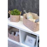 Keçe Tahta Saplı Düzenleyici Sepet -Çok Amaçlı Saklama Organizer Kutu Maxi Kahverengi 25x18x15Cm -