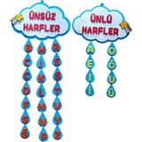 Keçe Ünlü ve Ünsüz Büyük Harfler Panosu - Mavi