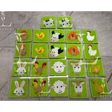 Keçe Üzeri Nakışlı Araç Zeka Kartları– Hafıza Kartı - Montessori Eşleştirme Oyunu– Ilk Oyuncak -Bebek Oyuncakları – 1 Yaş ve Üzeri Eğitici Oyuncak - 18 Parça Eşleştirme Seti - HAYVANLAR