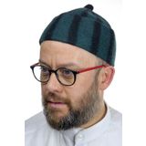 Keçe Yün Takke - Çizgili Yeşil Renk