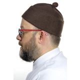 Keçe Yün Takke - Koyu Kahverengi