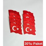 Keçebahçesi Kayseri 30'lu Paket Türk Bayraklı Rozet, Bayrak Haftası Rozet,ilkokul,1.sınıflar Rozet, Keçe,iğneli Yaka Rozeti