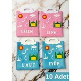 Keçebahçesi Kayseri Kişiye Özel Isimli Keçe Kuran Çantası - Pembe-Mavi Keçe Çantalar - Orta Boy Kuran Çantası - Elifba Çantası - Kuran Kursu Hediyelikleri (5-10-20-30 Adet) - Kuran Çantaları 10 Adet - Pembe - Beyaz - Mavi