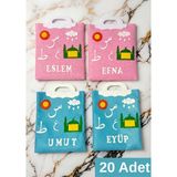 Keçebahçesi Kayseri Kişiye Özel Isimli Keçe Kuran Çantası - Pembe-Mavi Keçe Çantalar - Orta Boy Kuran Çantası - Elifba Çantası - Kuran Kursu Hediyelikleri (5-10-20-30 Adet) - Kuran Çantaları 20 Adet - Pembe - Beyaz - Mavi