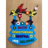 Keçebahçesi Kayseri Kişiye Özel Sınıf Kapı Süsü,öğretmen Ismi Yazılı Kapı Panosu,keçe Okul Sınıf Süslemesi,hoş Geldiniz - "Kelebek" Temalı Sınıfa Hoşgeldiniz Panosu