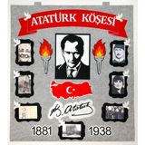 Keçeli Dünyam Atatürk Köşesi Gri Zeminli (Keçe Eğitim Materyali) - 90 x 100 cm