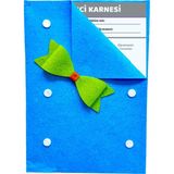 Keçeli Dünyam Karne Dosyası – Anaokulu Mezuniyet ve Ilkokul Gelişim Raporu Kılıfı (Keçe Kumaştan) - Mavi - Beyaz - 22 cm x 33 cm (A4 Boyutlarına Uygun)