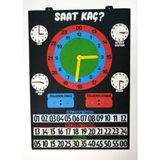 Keçeli Dünyam Saat Kaç? Interaktif Siyah (Keçe Kumaştan Pano) - Siyah1 - Keçe Eğitim Materyali - 70 x 100 cm