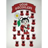 Keçeli Dünyam Sınıf Mevcudu Panosu Uğur Böcekleri Sınıfı (Keçe Kumaştan Eğitim Materyali) - Renkli - Keçe Eğitim Materyali - 100 cm x 80 cm (görseldeki gibi dizilirse)