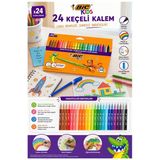 Keçeli Kalem 24 Renk 1 Paket Bic Kid Couleur 24 Lü Keçeli Kalem Canlı Renkler Yıkanabilir Kaliteli Okul Öğrenci