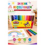 Keçeli Kalem 24 Renk 1 Paket Play-Doh 24 Lü Keçeli Kalem Canlı Renkler Yıkanabilir Kaliteli Okul Öğrenci