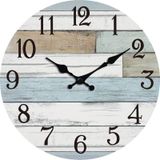 KECYET Duvar Saati 10 İnç Sessiz Tik Takmayan Duvar Saatleri Pille Çalışan Kıyı Tasarımı Country Rustik Retro Dekoratif Banyo Mutfak Oturma Odası için (25 cm)