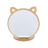 Kedi Ayna Ahşap Standlı Masa Üstü Makyaj Aynası Make Up 14 CM