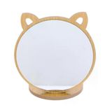 Kedi Ayna Ahşap Standlı Masa Üstü Makyaj Aynası Make Up 14Cm E50