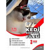 Kedi Balkon Güvenlik Filesi – 1.5 M Yükseklik | Metreyle Kesim | 3 mm Ip, 4x4 cm Göz Aralığı + Montaj Aparatları (Beyaz) - 1.5x2 m