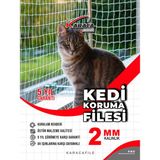 Kedi Balkon Güvenlik Filesi 1.5x8 mt 2mm Ip Kalınlığı 4x4 Göz Aralığı (Beyaz Veya Siyah)