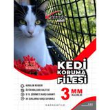 Kedi Balkon Güvenlik Filesi – 2 M Yükseklik | Metreyle Kesim | 3 mm Ip, 3.5x3.5 cm Göz Aralığı + Montaj Aparatları (Siyah) - 2x3 m