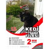 Kedi Balkon Güvenlik Filesi – 3 M Yükseklik | Metreyle Kesim | 2 mm Ip, 4x4 cm Göz Aralığı + Montaj Aparatları (Beyaz Veya Siyah) - 3x4 m