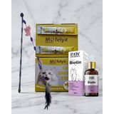 Kedi Başlangıç Seti (Mofelya Krem Kedi Ödül Maması 15 ml Somon ve Antartik Krilli 60 Ad. Pawjourney Biotin 50 ml , Pawillion Kedi Oltası) - SHMOFSET002