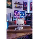 Kedi Biblosu - Huysuz Gamer Kedi Biblo - Kulaklıklı Oyuncu Kedi Masa Üstü Dekoratif Figür Beyaz 11 x 11