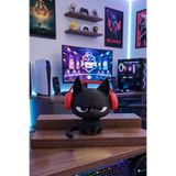 Kedi Biblosu - Huysuz Gamer Kedi Biblo - Kulaklıklı Oyuncu Kedi Masa Üstü Dekoratif Figür Siyah 11 x 11