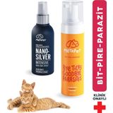 Kedi Bit Pire Kene Dış Parazit Karşıtı Set, Şampuanı Nano Gümüş Spreyi, Ilacı Olarak Kullanılır