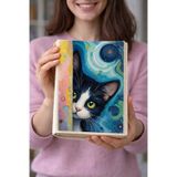 Kedi Desenli Bez Kitap Kılıfı Sanatsal Baskılı Kumaş Kitap Kabı, Kitap Koruyucu Kılıf