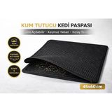 Kedi Elekli Tuvalet Önü Kum Tutucu Paspas 45 Cm - 60 Cm Siyah