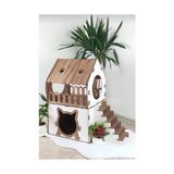 Kedi Evi 2 Katlı Merdivenli - 02-Gri