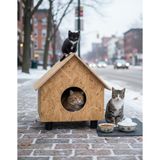 Kedi Evi Dış Ortam Uygun Ahşap Kedi Evi Osb 44X36X32 cm CAT43