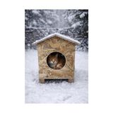 Kedi Evi Dış Ortam Uygun Ahşap Kedi Evi Osb 45X40X30 cm - 02-Gri