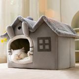 Kedi Evi Yumuşak Kedi Yatağı Derin Uyku ve Kış Evi Çıkarılabilir Minder -Villa 1ADET (Gri Büyük Boy) [enerji Sınıfı A]