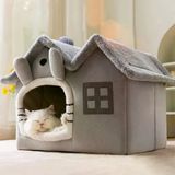 Kedi Evi Yumuşak Kedi Yatağı Derin Uyku Ve Kış Evi Çıkarılabilir Minder -villa 1adet (GRİ BÜYÜK BOY)