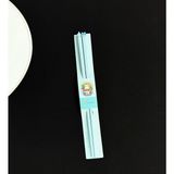 Kedi Figürlü Metal Chopstick (Mavi) - Çok Renkli