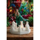 Kedi Figürlü Mumluk Plastik 6'lı Siyah Dekoratif Led Set Beyaz 7 x 10