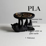 Kedi Figürlü Takı ve Makyaj Düzenleyici, Pla Malzeme, Siyah, Minimal Organizer - Ahşap