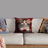 Kedi Fotoğraflı Karlı Beyaz Gün Batımı Desenli Dijital Baskılı Dekoratif Kırlent Yastık Kılıfı