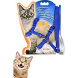 Kedi Göğüs Tasması Gezdirme Seti Mavi