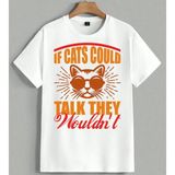 Kedi Gozluk If Cats Could Unisex Oversize Tişört Beyaz - XL
