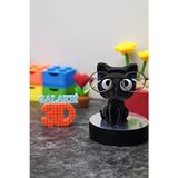 Kedi Gözlük Standı, Gözlük Tutucu Dekoratif Plastik Obje 14X9 cm - Siyah