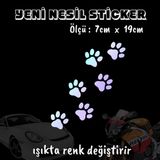 Kedi Hayvan Pati İzi Oto Sticker 2 Adet Hologram Model Motosiklet Kask Atv Laptop Cam Uyumlu
