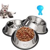 Kedi kabı, kedi mama kabı, 3 adet, paslanmaz çelik, kaymaz kedi kasesi seti, kedi mama kabı, kedi, küçük köpekler, hayvanlar için (3 adet)