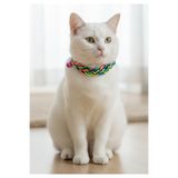 Kedi Kolyesi Tasma Ayarlanabilir Floş İp Örgü Çok Renkli Sesli Zilli