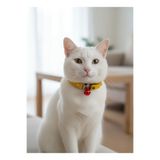 Kedi Kolyesi Tasma Ayarlanabilir Hakiki Deri Sarı Sesli Zilli