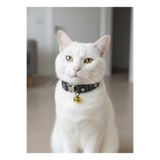 Kedi Kolyesi Tasma Ayarlanabilir Hakiki Deri Siyah Sesli Zilli