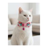 Kedi Kolyesi Tasma Ayarlanabilir Kolon Kordon Çift Çiçekli Sesli Zilli